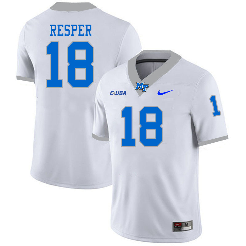 Men-Youth #18 Tyson Resper Middle Tennessee State Blue Raiders 2023 College Football Jerseys Stitche